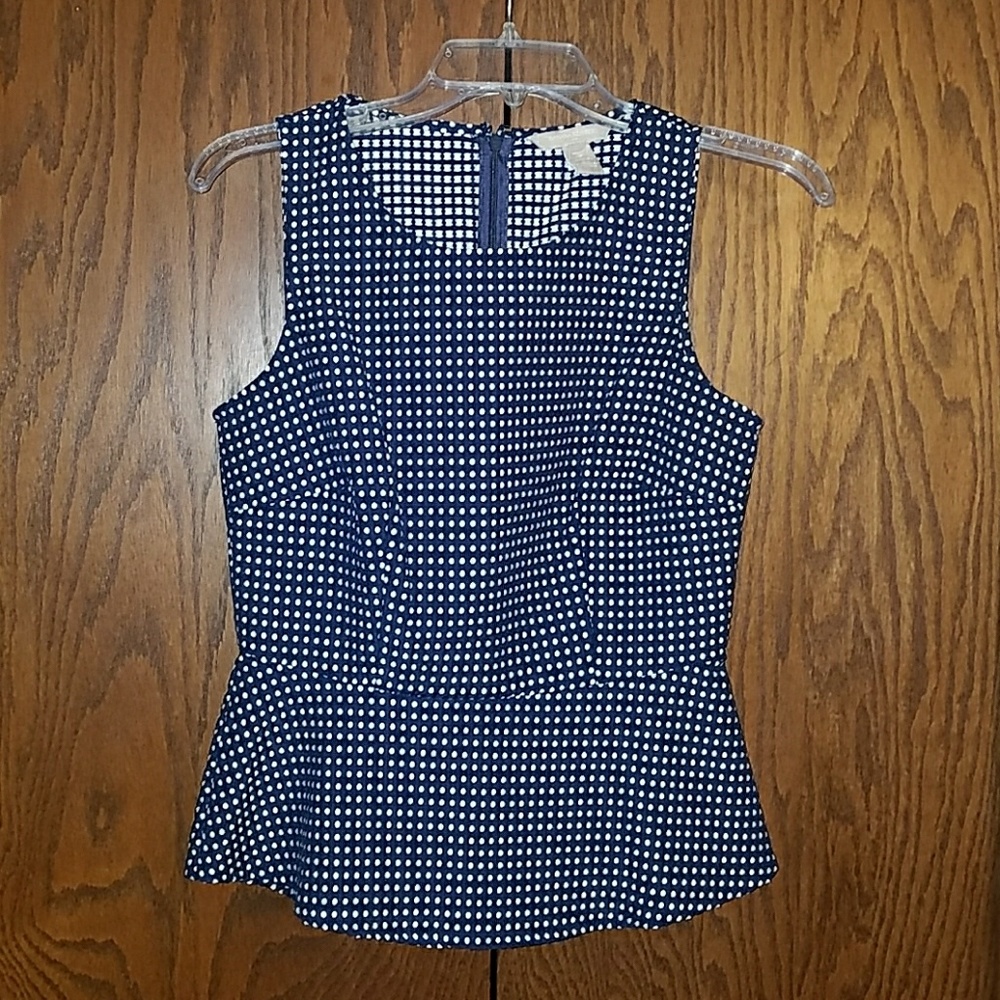 Banana Republic Blue/White Polka Dot Peplum Top 2P